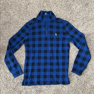 Ralph Lauren Blue & Black Buffalo Check Quarter-Zip Pullover